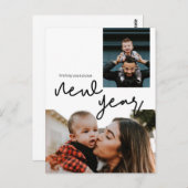 Aangepaste foto's Groeten Modern Nieuw Jaar Manusc Briefkaart (Voorkant / Achterkant)