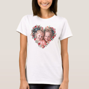 Aangepaste foto's Happy Moederdag Cute Flower Hear T-shirt