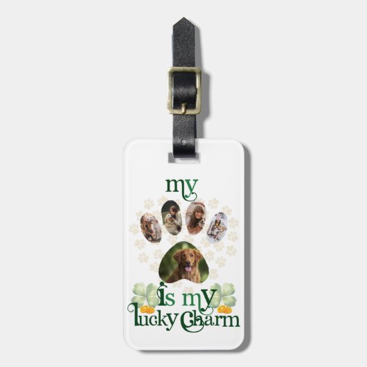 Aangepaste foto's Hond St Patrick's Day Gouden Gli Bagagelabel (Voorkant verticaal)