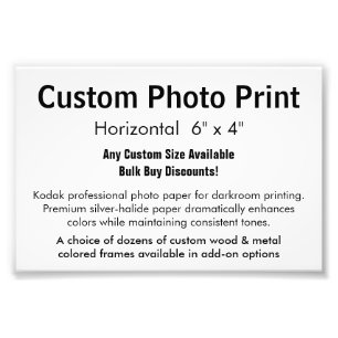 Aangepaste foto's - Horizontaal 6 x 4 inch Foto Afdruk
