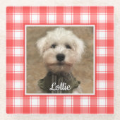 Aangepaste foto's in landstaal, rood en wit glazen onderzetter (Voorkant)