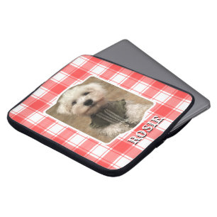 Aangepaste foto's in landstaal, rood en wit laptop sleeve