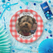 Aangepaste foto's in landstaal, rood en wit papieren bordje (Feest)