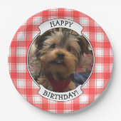 Aangepaste foto's in landstaal, rood en wit papieren bordje (Voorkant)