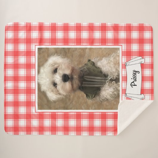 Aangepaste foto's in landstaal, rood en wit sherpa deken (Voorkant (horizontaal))