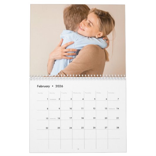 Aangepaste foto's kalender | Bewerkbare jaartekst (Feb 2026)