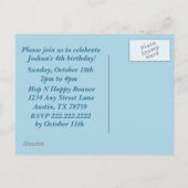 Aangepaste foto's Kinderen van Birthday Party Blue Uitnodiging Briefkaart (Achterkant)