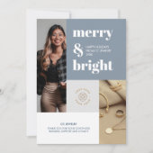 Aangepaste foto's Merry Bright Small Business Logo Feestdagenkaart (Voorkant)