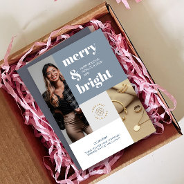 Aangepaste foto's Merry Bright Small Business Logo Feestdagenkaart