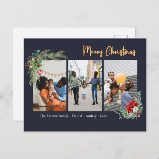 Aangepaste foto's Merry Christmas Briefkaart (Voorkant / Achterkant)