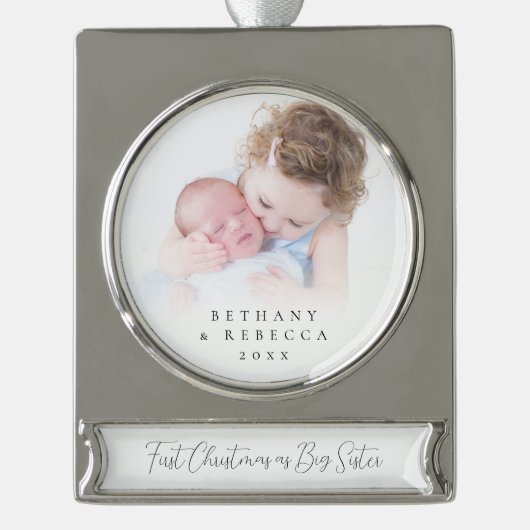 Aangepaste foto's met 1 kerstcadeau verzilverd banner ornament (Voorkant)