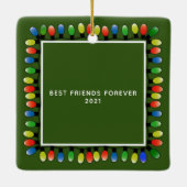 Aangepaste foto's met achtergrondverlichting Groen Keramisch Ornament (Achterkant)