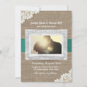 Aangepaste foto's met  kant en Burlap bruiloft Kaart (Voorkant)