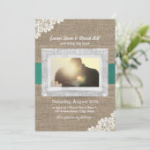 Aangepaste foto's met  kant en Burlap bruiloft Kaart (Staand voorkant)