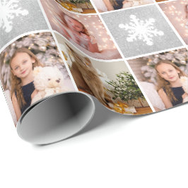 Aangepaste foto's met kerstkleppen, zilveren sneeu cadeaupapier