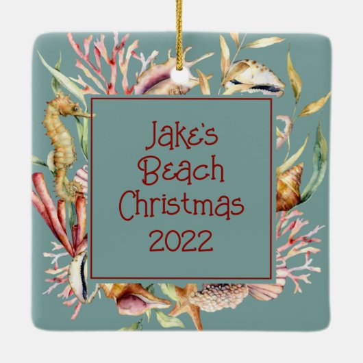 Aangepaste foto's met kerstmis keramisch ornament (Achterkant)