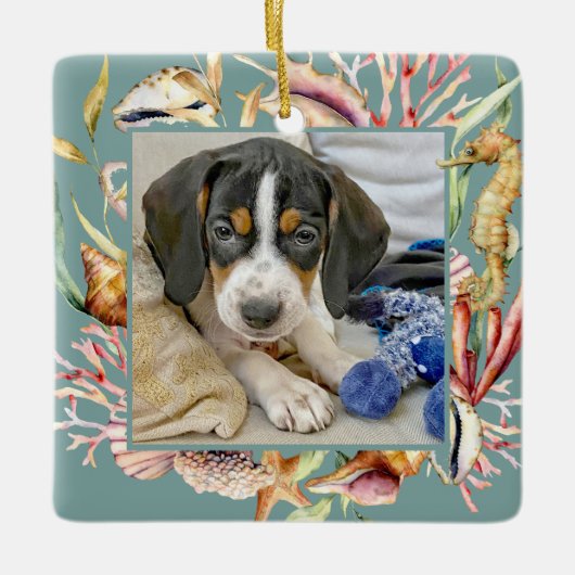 Aangepaste foto's met kerstmis keramisch ornament (Voorkant)