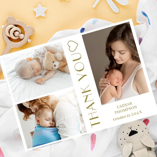 Aangepaste foto's Modern Baby shower Dank je Invit Kaart