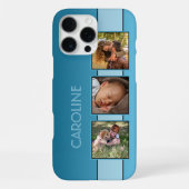 Aangepaste foto's naam op aqua turquoise blauw iPhone hoesje (Achterkant)