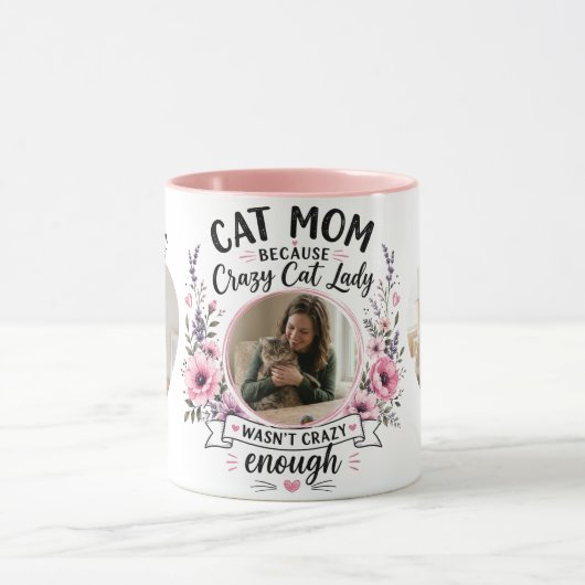 Aangepaste foto's & namen Kat Moeder Cadeau Mok (Midden)