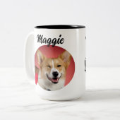 Aangepaste foto's/namen van honden/grappige honden tweekleurige koffiemok (Voorkant links)