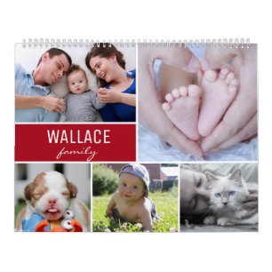 Aangepaste foto's nieuw jaar geheugen rood kalender