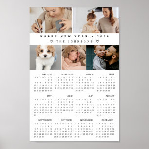 Aangepaste foto's Nieuwjaar 12 maand 2026 Kalender Poster