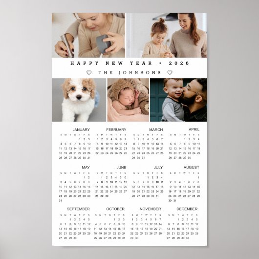 Aangepaste foto's Nieuwjaar 12 maand 2026 Kalender Poster (Voorkant)