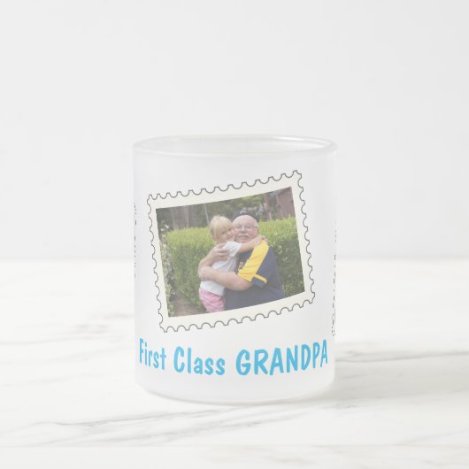 Aangepaste foto's op eerste klasse opa Beste opa 3 Matglas Koffiemok (Center)