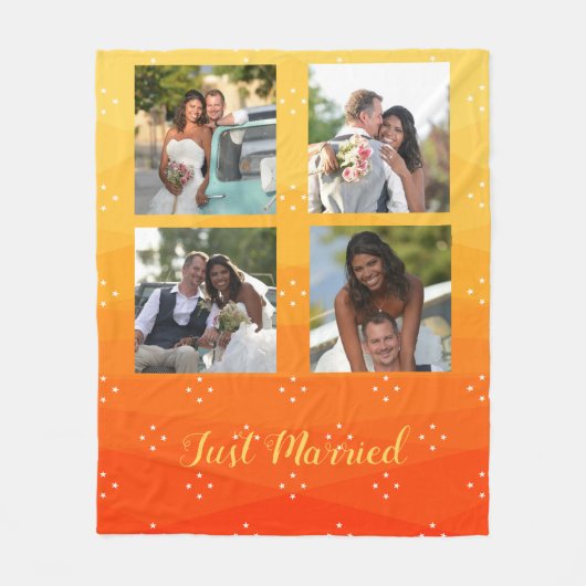 Aangepaste foto's op geel en Sinaasappel Fleece Deken (Voorkant)