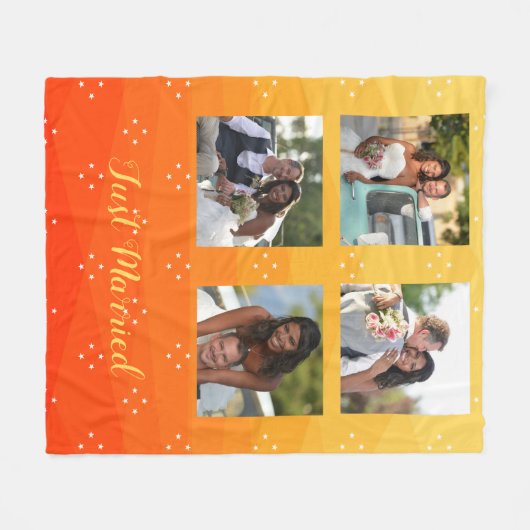 Aangepaste foto's op geel en Sinaasappel Fleece Deken (Voorkant (Horizontaal))