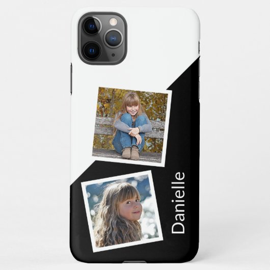 Aangepaste foto's op Geometric Black en White iPhone Hoesje (Achterkant)