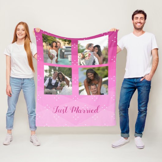 Aangepaste foto's op roze fleece deken (In situ)