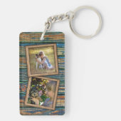 Aangepaste foto's op rustieke houten planken patro sleutelhanger (achterkant)