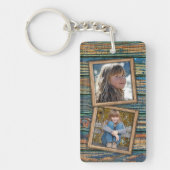 Aangepaste foto's op rustieke houten planken patro sleutelhanger (Voorkant)