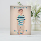 Aangepaste foto's op zondag Uitnodiging Blauwe tek (Staand voorkant)