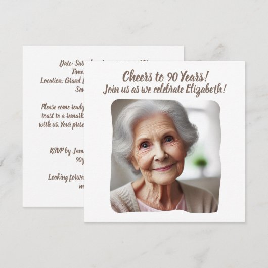 Aangepaste foto's Proost op 90 jaar 90e verjaardag Kaart (Voorkant / Achterkant)