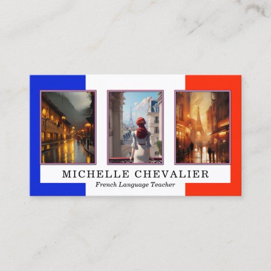 Aangepaste foto's QR Code Franse taalleraar Visitekaartje (Voorkant)