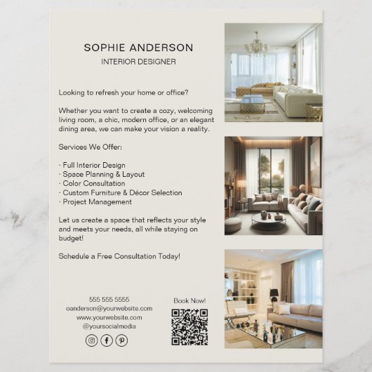 Aangepaste Foto's QR Code Social Media Professiona Flyer (Voorkant)