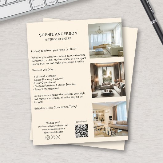 Aangepaste Foto's QR Code Social Media Professiona Flyer