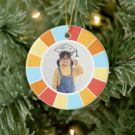Aangepaste foto's Retro Sunray Keramisch Ornament