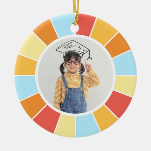 Aangepaste foto's Retro Sunray Keramisch Ornament (Voorkant)