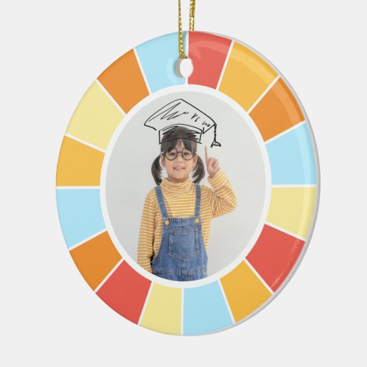 Aangepaste foto's Retro Sunray Keramisch Ornament (Links)
