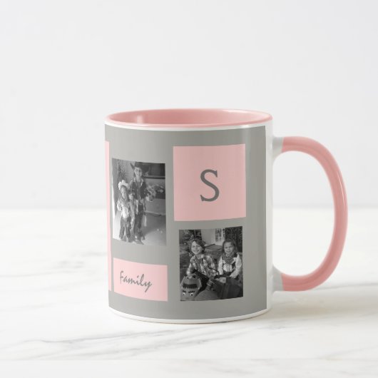 Aangepaste foto's Roze monogram Aangepaste koffie Mok (Rechts)
