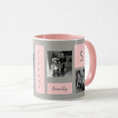 Aangepaste foto's Roze monogram Aangepaste koffie Mok (Voorkant rechts)