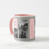 Aangepaste foto's Roze monogram Aangepaste koffie Mok (Voorkant links)