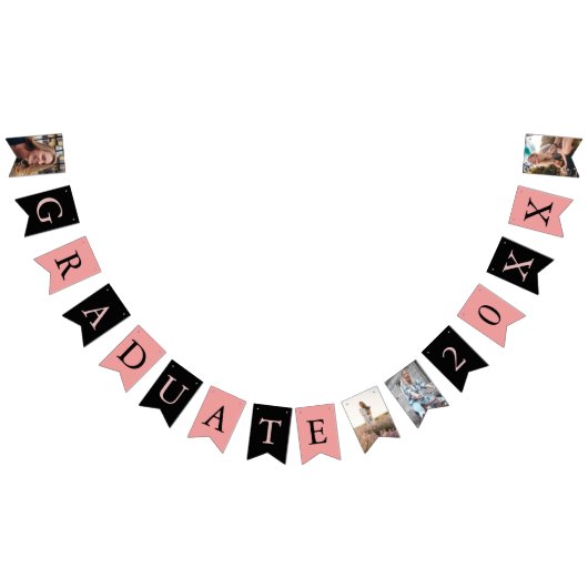 Aangepaste foto's Roze zwart Afstuderen  Vlaggetjes (Alle)