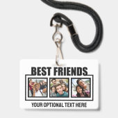 Aangepaste foto's, tekst en kleur van beste vriend badge (Voorzijde met lanyard)