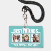 Aangepaste foto's, tekst en kleur van beste vriend badge (Voorzijde met lanyard)