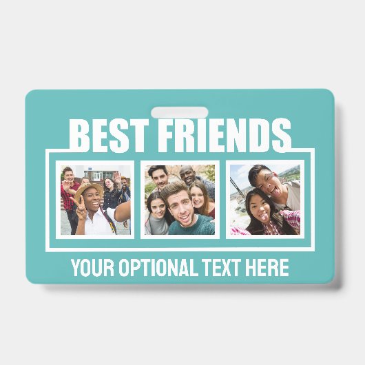 Aangepaste foto's, tekst en kleur voor Beste Vrien Badge (Voorzijde)
